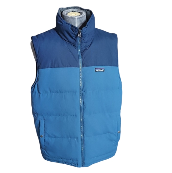 Patagonia | 600 Down Reversible | Nylon | Bivy | Blue | Patch Logo | Zip Vest - Picture 1 of 16